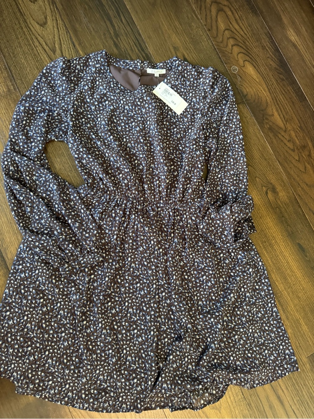 Z Supply Brown Multi Floral Long-Sleeve Dress